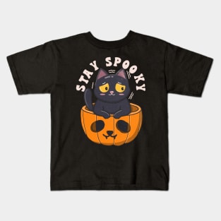 Cute Black Cat Stay Spooky Kids T-Shirt